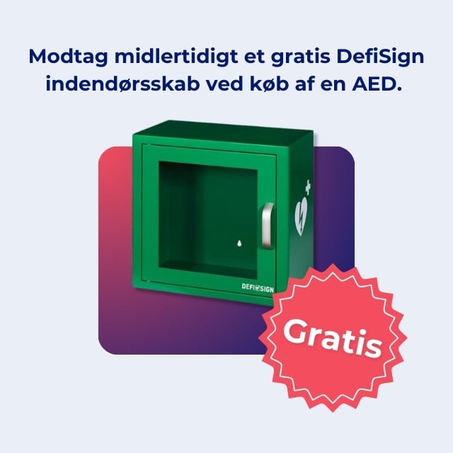 AED + gratis indendørs skab 